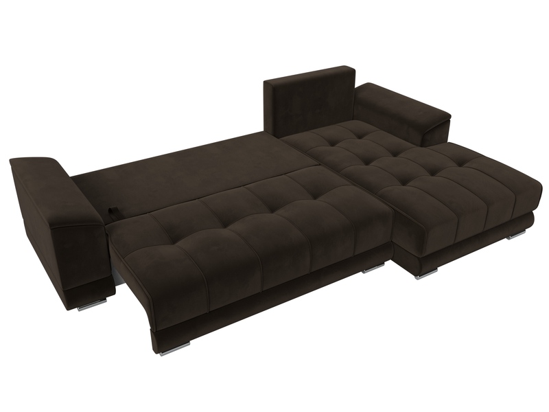 Диван угловой НордСтар правый угол, Микровельвет, Коричневый