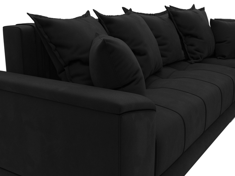 Диван угловой НордСтар правый угол, Микровельвет, Черный
