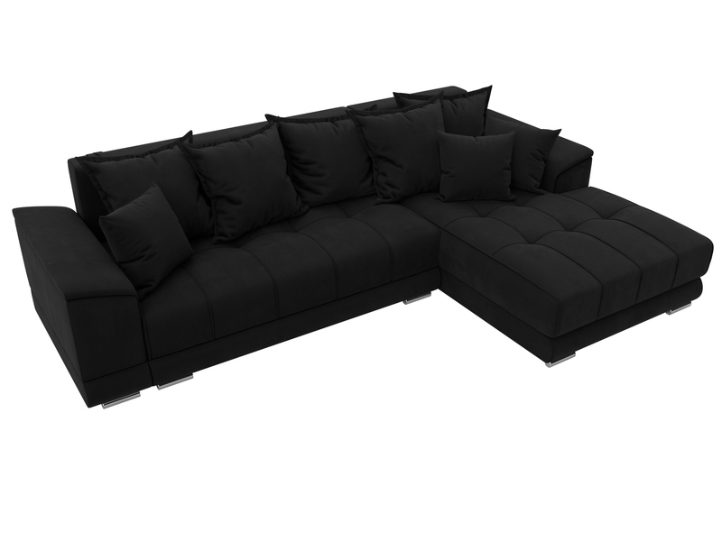 Диван угловой НордСтар правый угол, Микровельвет, Черный