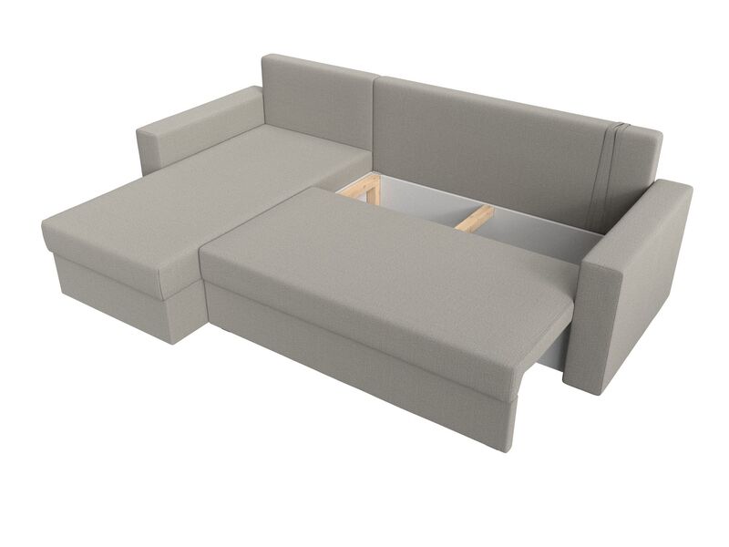 Диван угловой Траумберг Лайт левый угол, Рогожка, Амур 02 бежевый