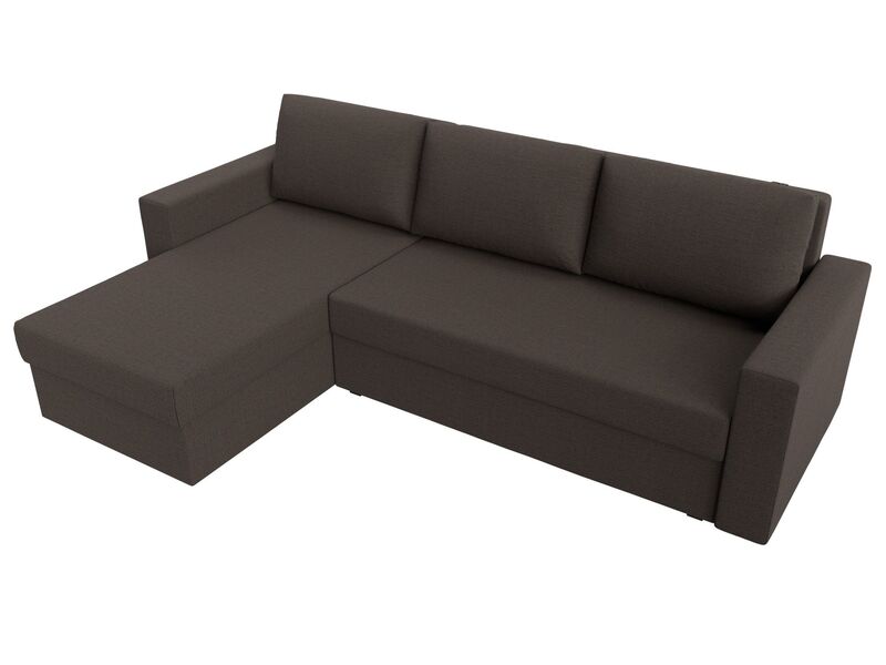 Диван угловой Траумберг Лайт левый угол, Рогожка, Амур 05 коричневый