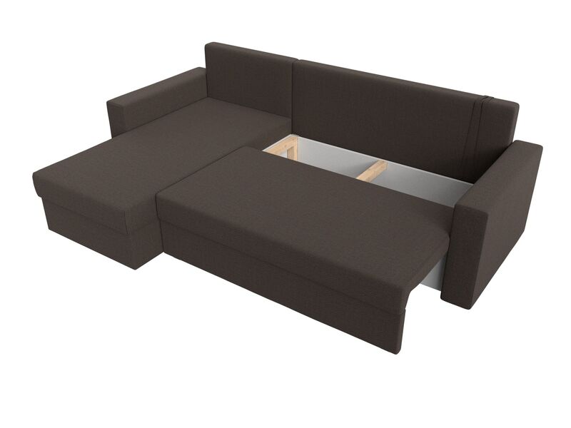 Диван угловой Траумберг Лайт левый угол, Рогожка, Амур 05 коричневый