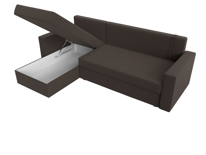 Диван угловой Траумберг Лайт левый угол, Рогожка, Амур 05 коричневый