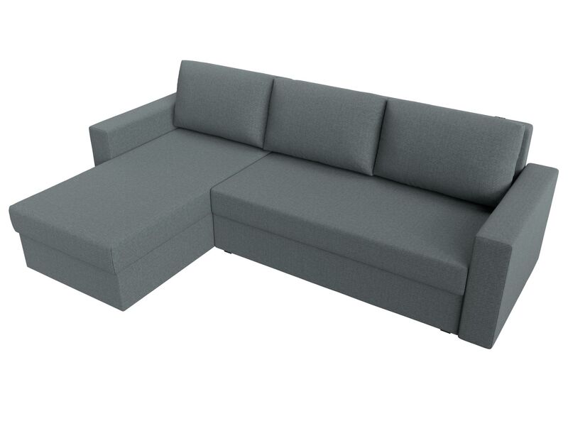 Диван угловой Траумберг Лайт левый угол, Рогожка, Амур 07 серый