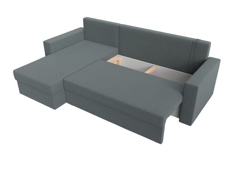 Диван угловой Траумберг Лайт левый угол, Рогожка, Амур 07 серый