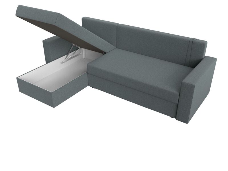 Диван угловой Траумберг Лайт левый угол, Рогожка, Амур 07 серый