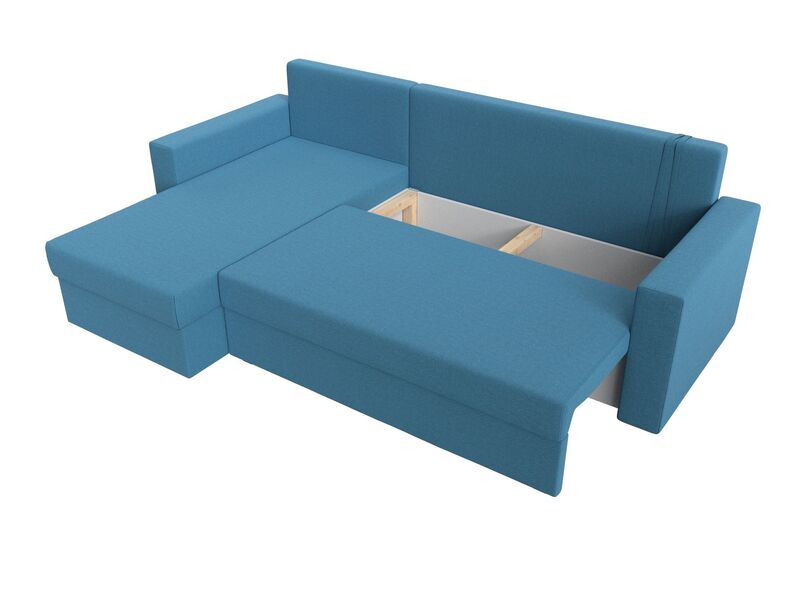 Диван угловой Траумберг Лайт левый угол, Рогожка, Амур 10 голубой