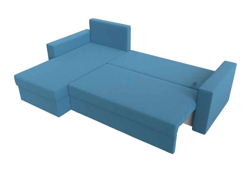 Диван угловой Траумберг Лайт левый угол, Рогожка, Амур 10 голубой