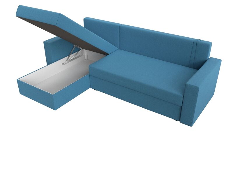 Диван угловой Траумберг Лайт левый угол, Рогожка, Амур 10 голубой