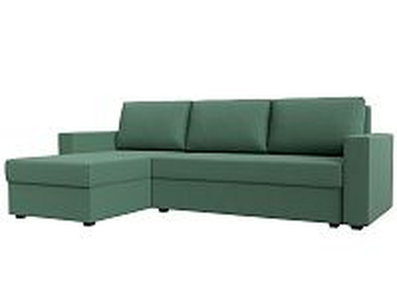 Диван угловой Траумберг Лайт левый угол, Рогожка, Амур 11 зеленый