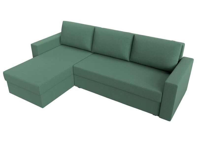 Диван угловой Траумберг Лайт левый угол, Рогожка, Амур 11 зеленый