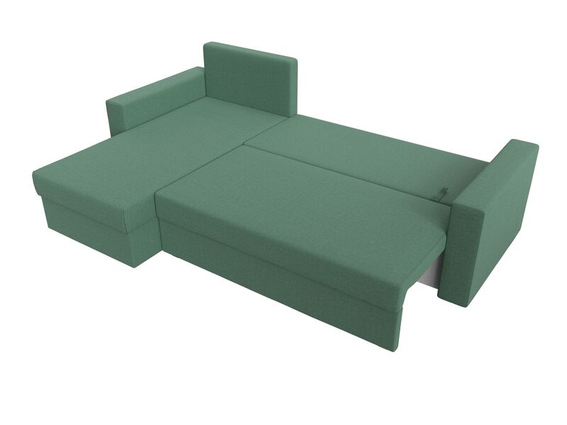 Диван угловой Траумберг Лайт левый угол, Рогожка, Амур 11 зеленый