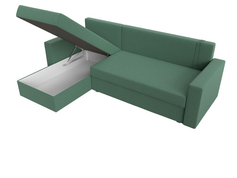 Диван угловой Траумберг Лайт левый угол, Рогожка, Амур 11 зеленый