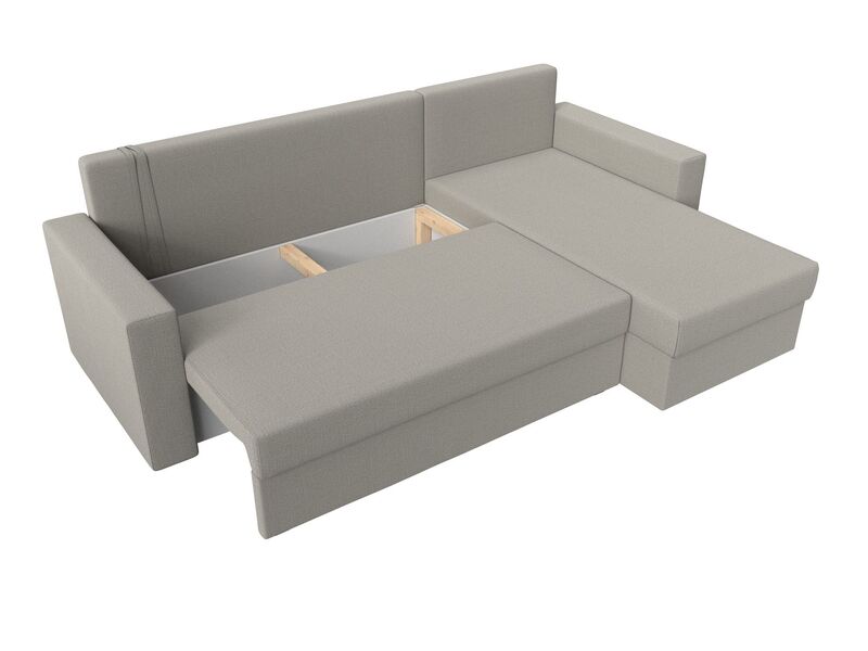 Диван угловой Траумберг Лайт правый угол, Рогожка, Амур 02 бежевый