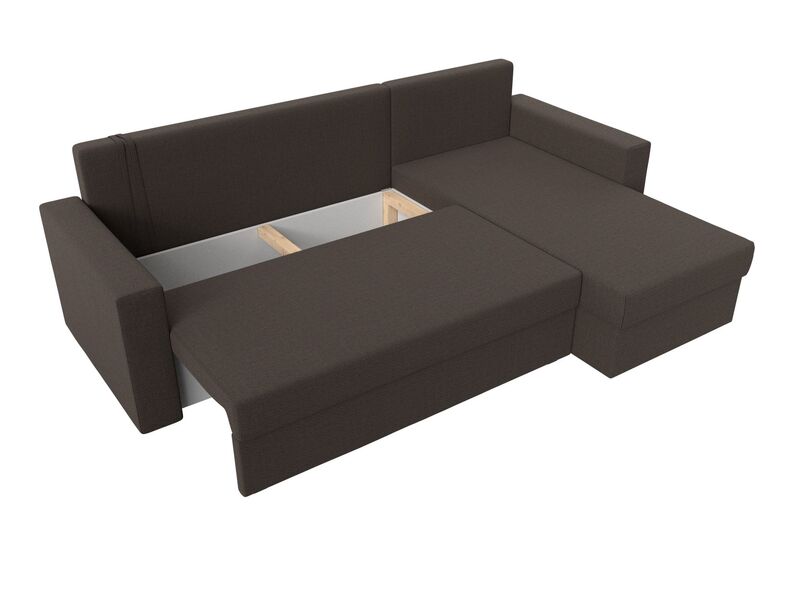 Диван угловой Траумберг Лайт правый угол, Рогожка, Амур 05 коричневый