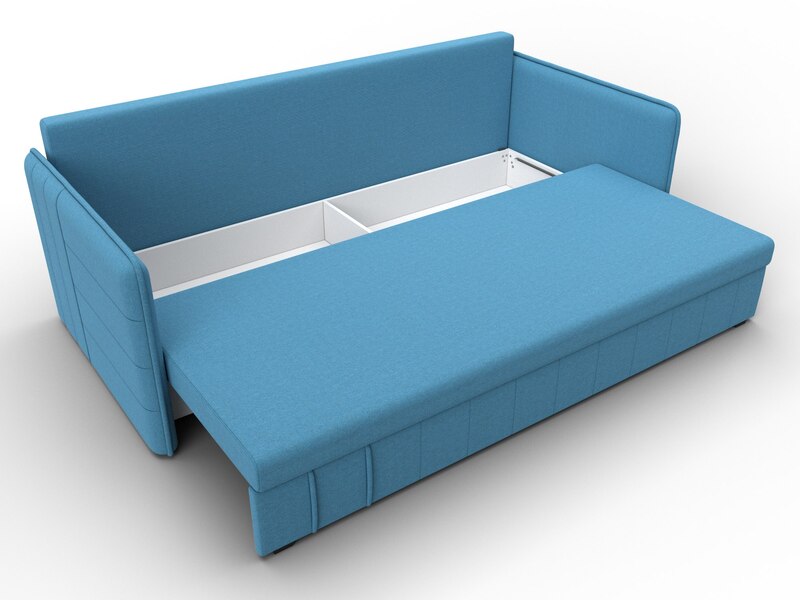 Диван прямой Слим, Рогожка, Амур 10 голубой