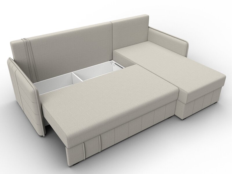 Диван угловой Слим угол универсальный, Рогожка, Амур 02 бежевый