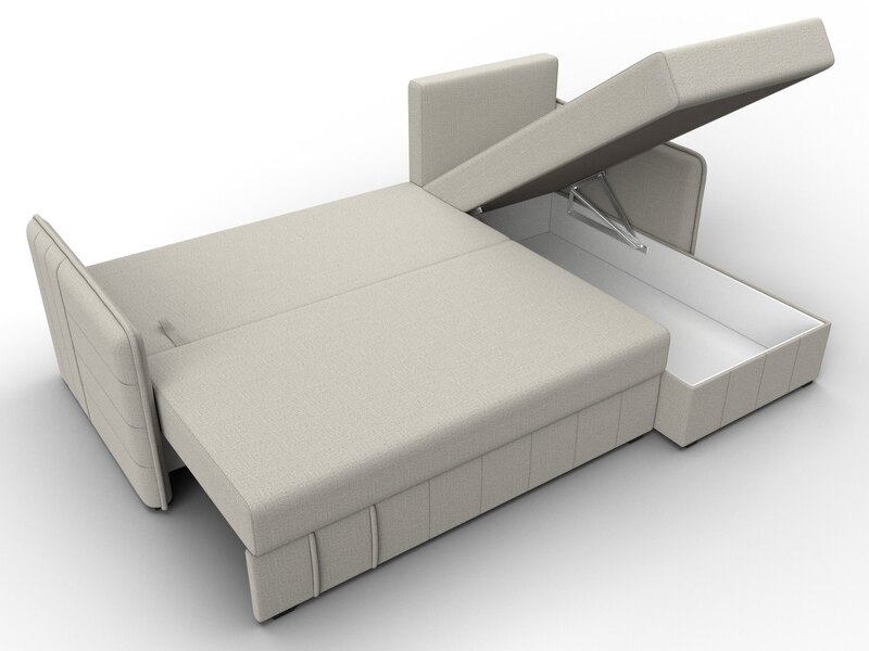 Диван угловой Слим угол универсальный, Рогожка, Амур 02 бежевый