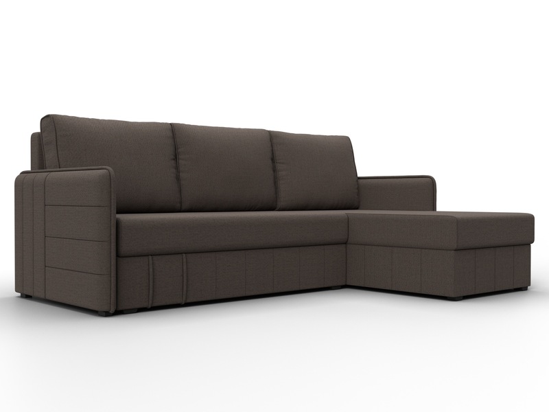 Диван угловой Слим угол универсальный, Рогожка, Амур 05 коричневый