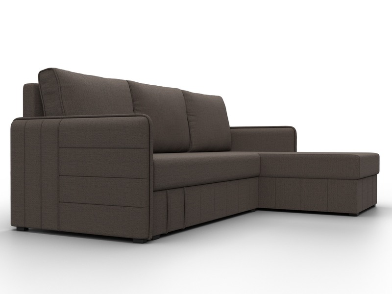 Диван угловой Слим угол универсальный, Рогожка, Амур 05 коричневый