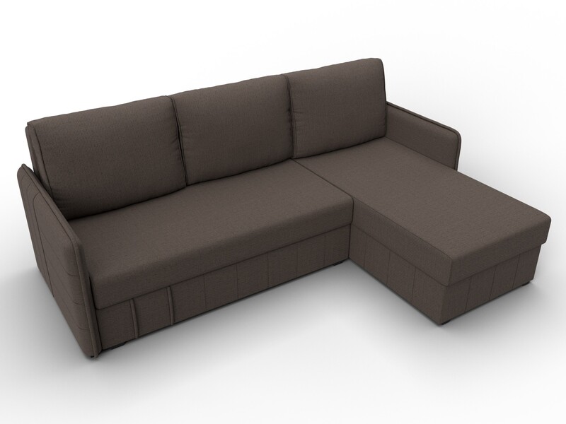 Диван угловой Слим угол универсальный, Рогожка, Амур 05 коричневый