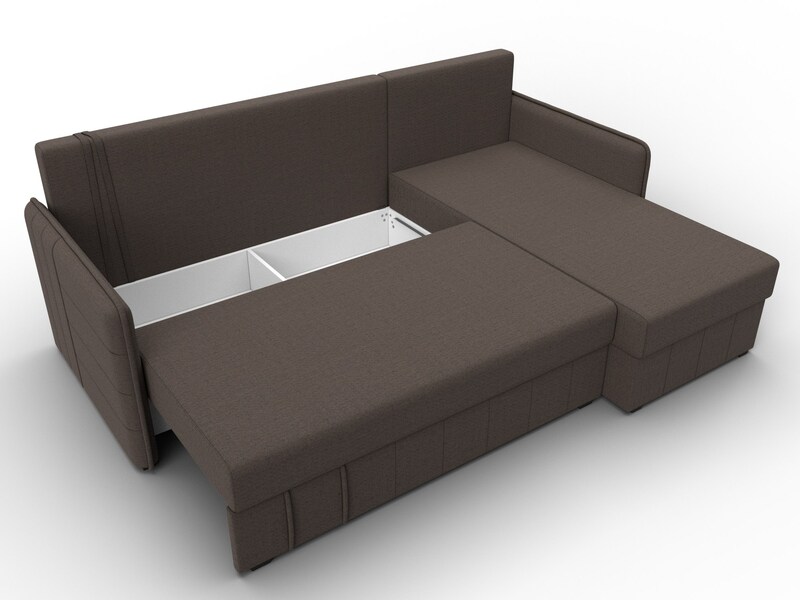 Диван угловой Слим угол универсальный, Рогожка, Амур 05 коричневый
