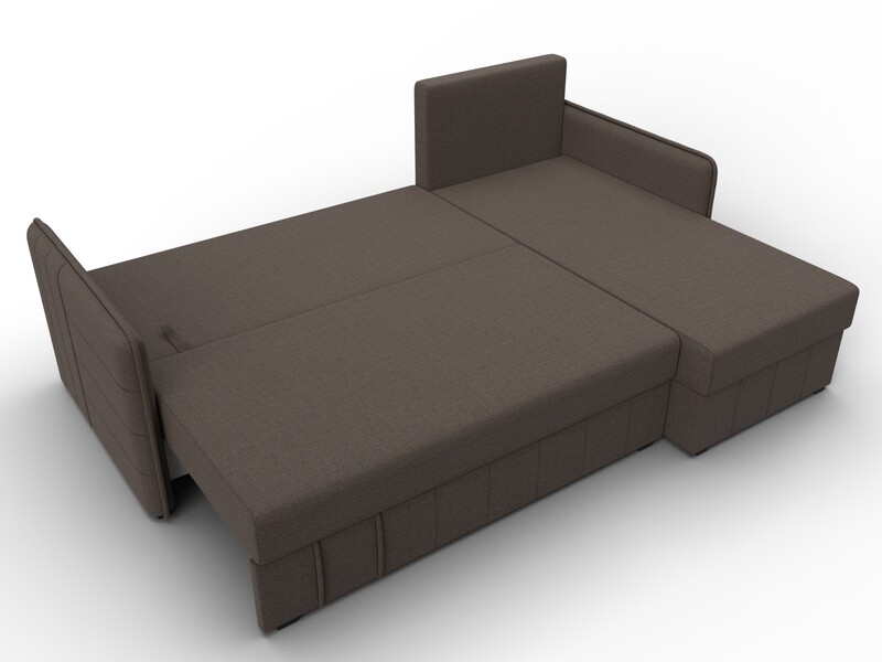 Диван угловой Слим угол универсальный, Рогожка, Амур 05 коричневый