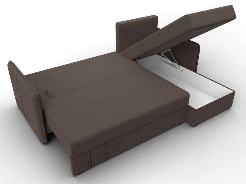 Диван угловой Слим угол универсальный, Рогожка, Амур 05 коричневый