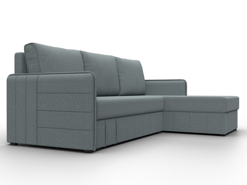 Диван угловой Слим угол универсальный, Рогожка, Амур 07 серый