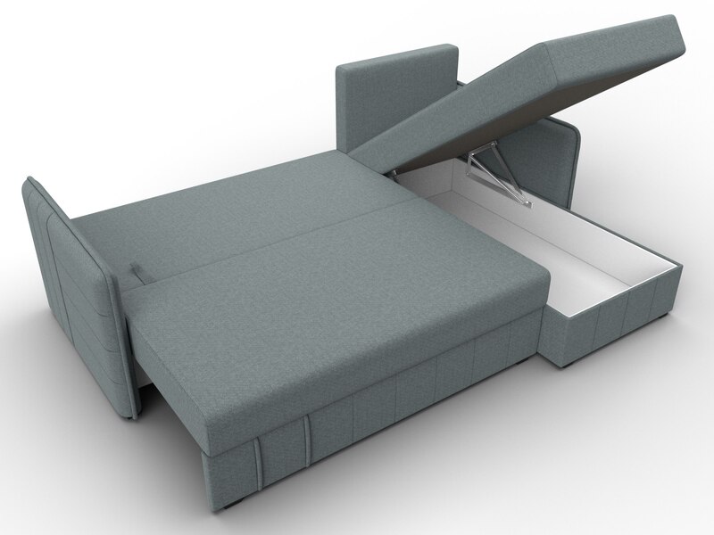 Диван угловой Слим угол универсальный, Рогожка, Амур 07 серый