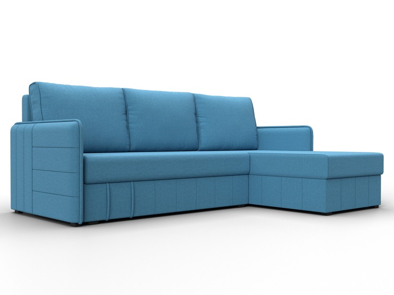 Диван угловой Слим угол универсальный, Рогожка, Амур 10 голубой