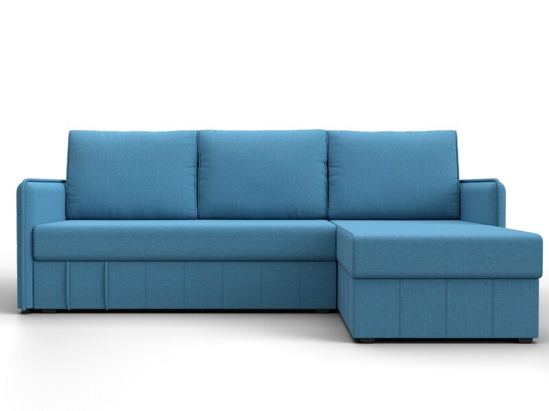Диван угловой Слим угол универсальный, Рогожка, Амур 10 голубой