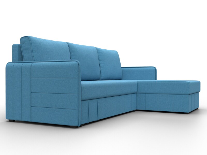 Диван угловой Слим угол универсальный, Рогожка, Амур 10 голубой