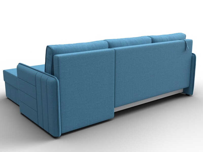 Диван угловой Слим угол универсальный, Рогожка, Амур 10 голубой