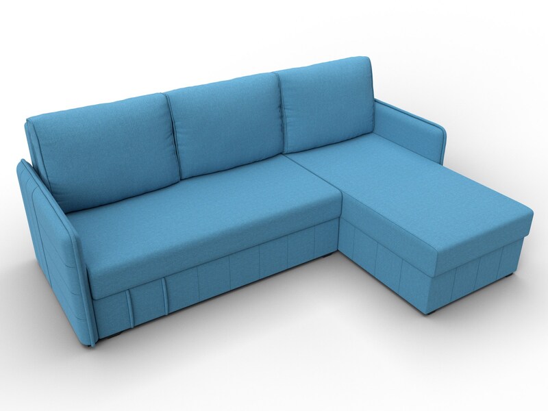 Диван угловой Слим угол универсальный, Рогожка, Амур 10 голубой
