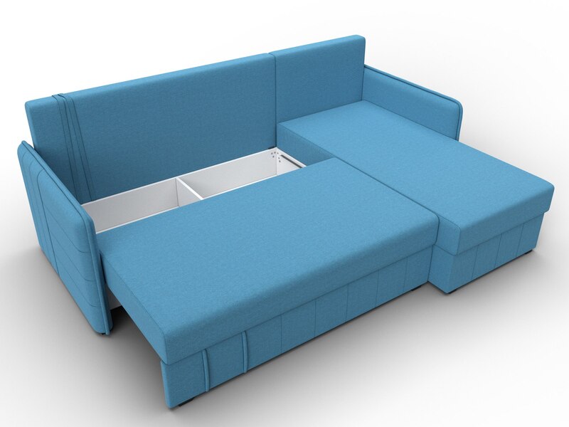 Диван угловой Слим угол универсальный, Рогожка, Амур 10 голубой