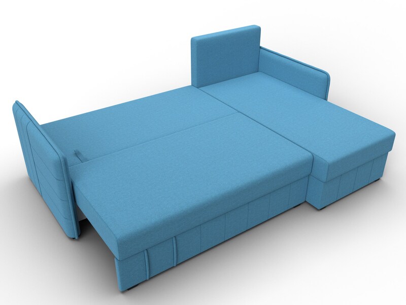 Диван угловой Слим угол универсальный, Рогожка, Амур 10 голубой