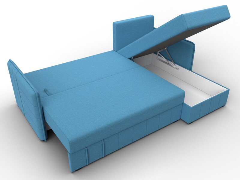 Диван угловой Слим угол универсальный, Рогожка, Амур 10 голубой