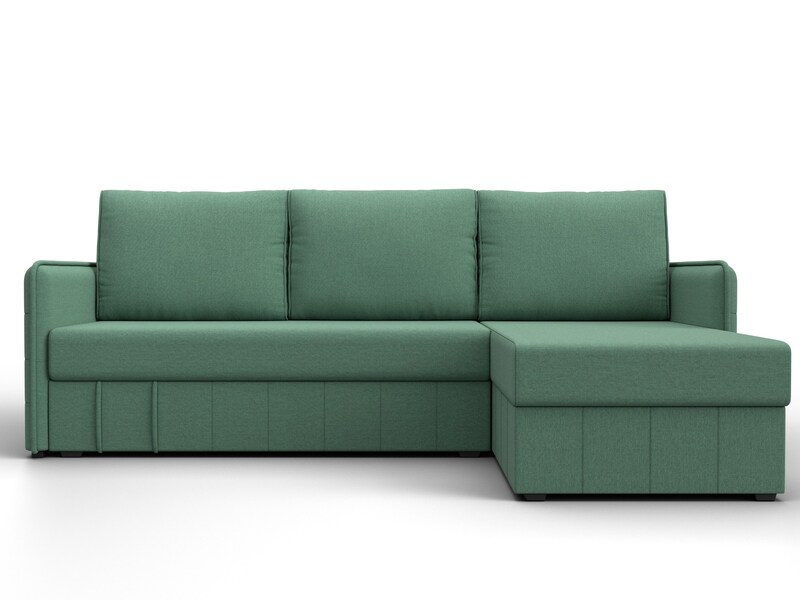Диван угловой Слим угол универсальный, Рогожка, Амур 11 зеленый