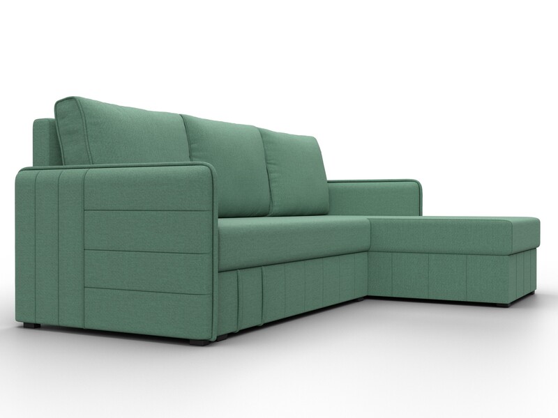 Диван угловой Слим угол универсальный, Рогожка, Амур 11 зеленый