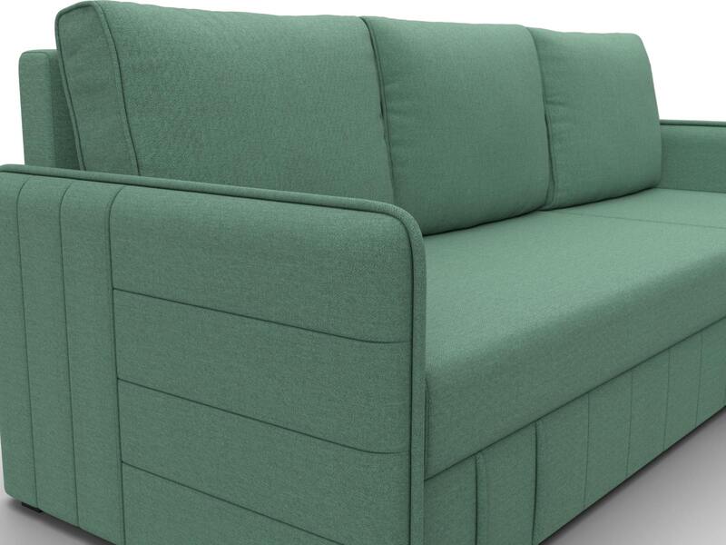 Диван угловой Слим угол универсальный, Рогожка, Амур 11 зеленый