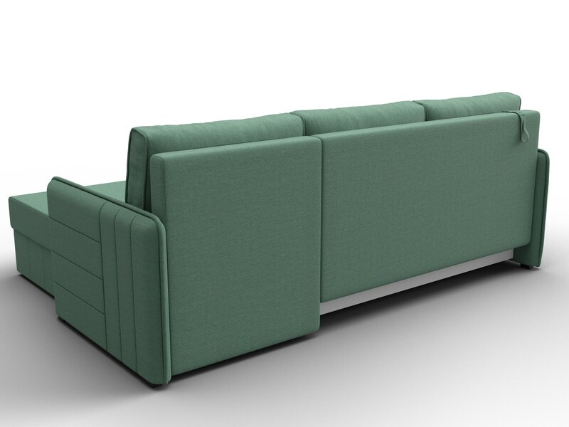 Диван угловой Слим угол универсальный, Рогожка, Амур 11 зеленый