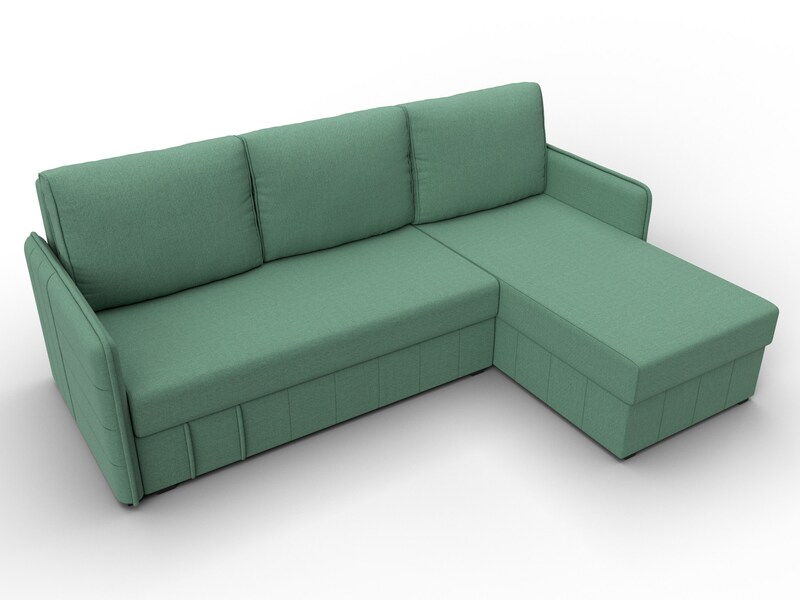 Диван угловой Слим угол универсальный, Рогожка, Амур 11 зеленый