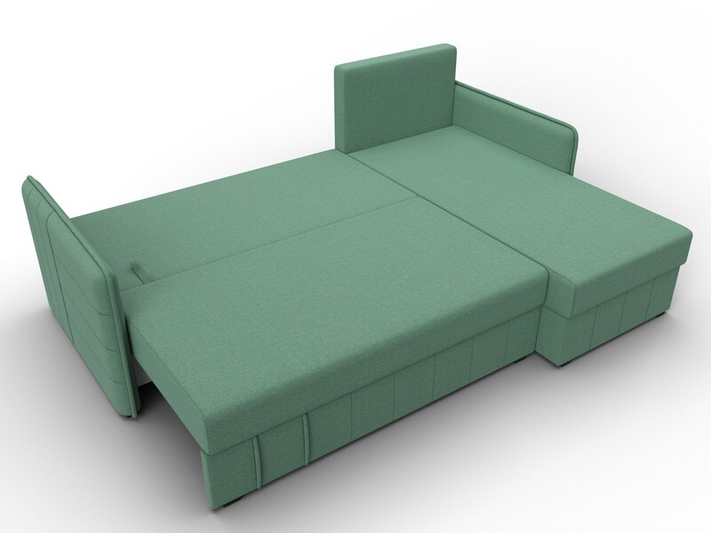 Диван угловой Слим угол универсальный, Рогожка, Амур 11 зеленый