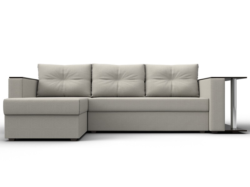 Диван угловой Атланта со столом левый угол, Рогожка, Амур 02 бежевый