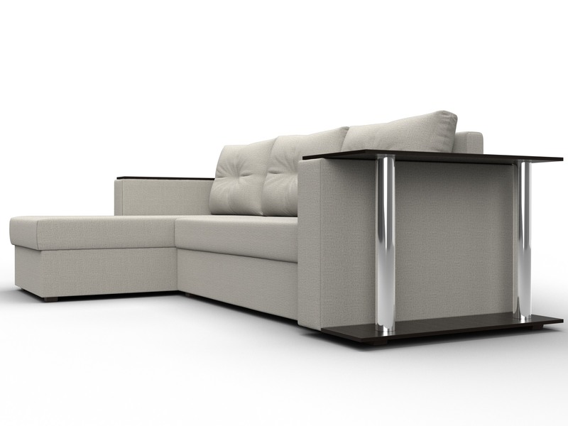 Диван угловой Атланта со столом левый угол, Рогожка, Амур 02 бежевый