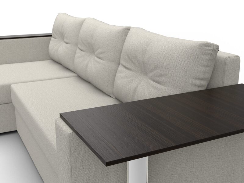 Диван угловой Атланта со столом левый угол, Рогожка, Амур 02 бежевый