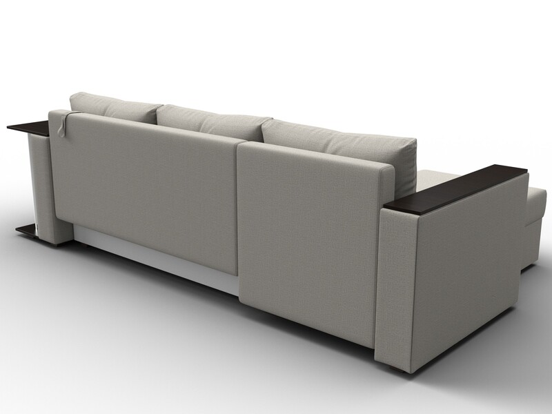 Диван угловой Атланта со столом левый угол, Рогожка, Амур 02 бежевый