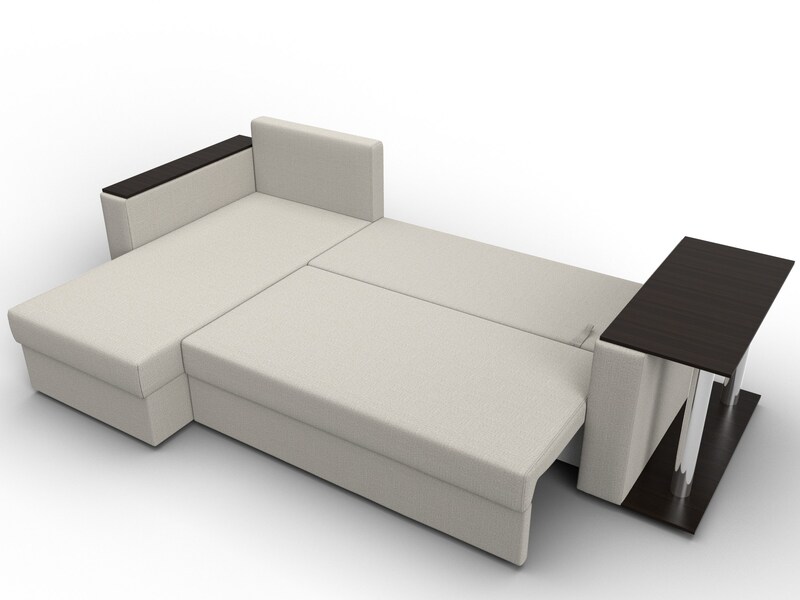 Диван угловой Атланта со столом левый угол, Рогожка, Амур 02 бежевый