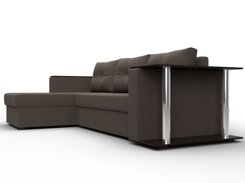 Диван угловой Атланта со столом левый угол, Рогожка, Амур 05 коричневый